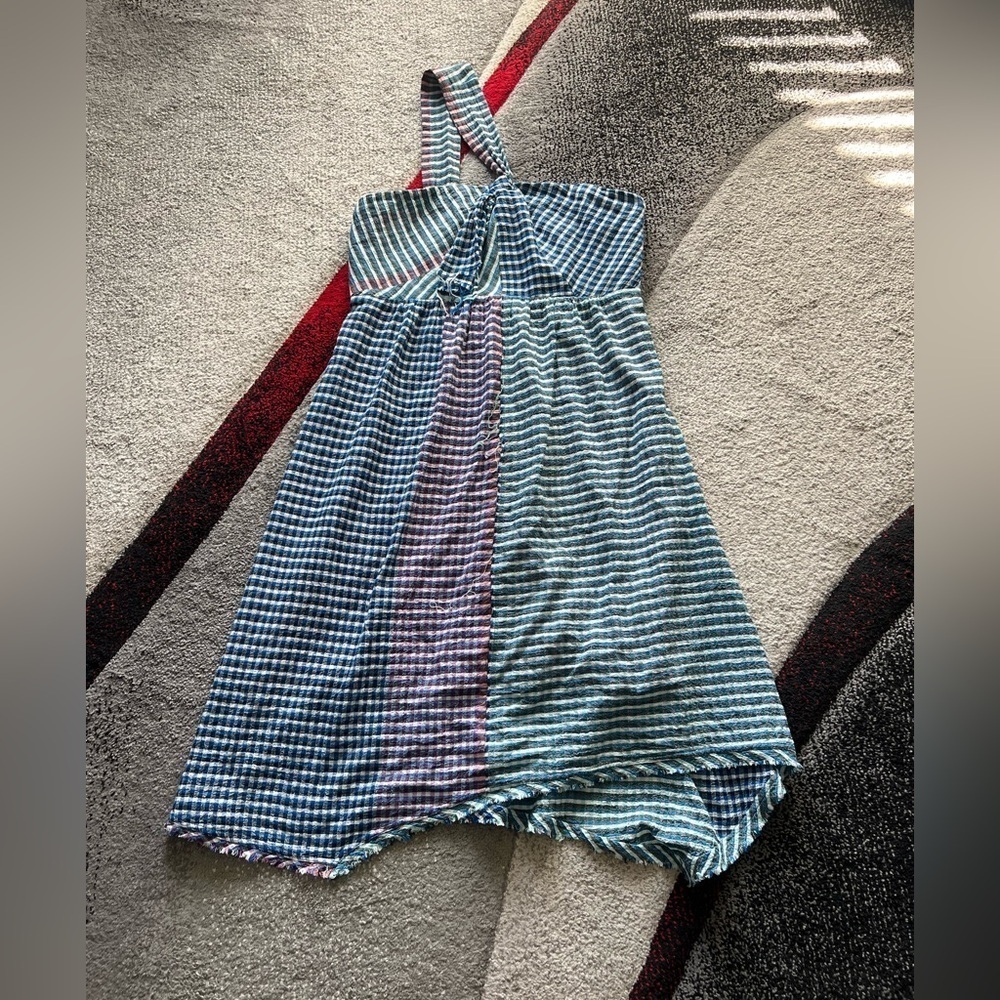 Maeve Anthropologie Waverly Multicolor Plaid One Shoulder MIDI Dress